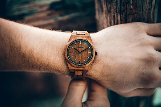 LAiMER Wooden watch, men's quartz watch made of real wood
